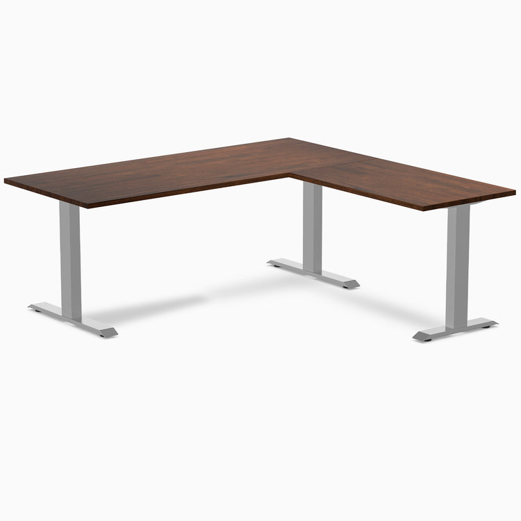 Rubberwood L-shape fixed desk in red walnut - Desky