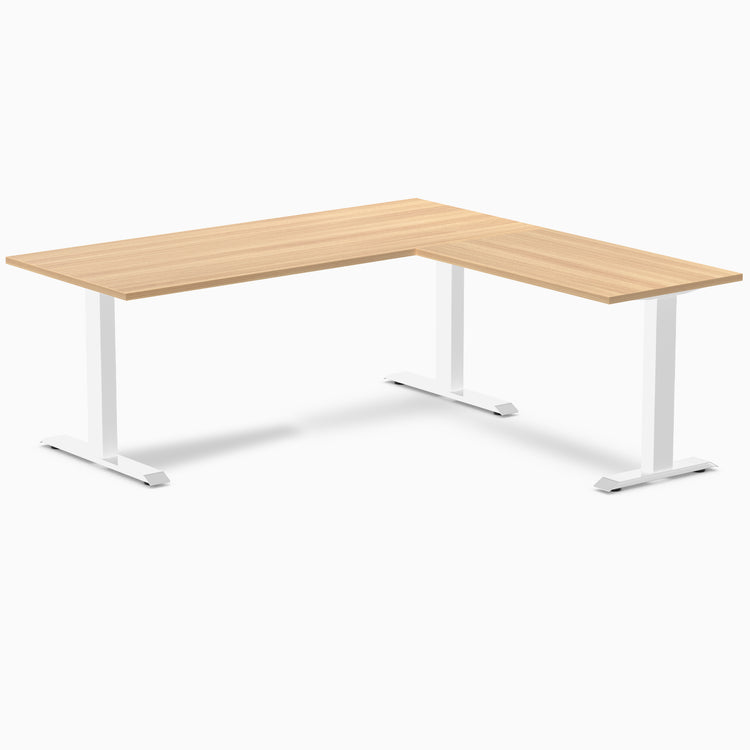 Zero melamine l-shape fixed office desk sublime teak  - Desky