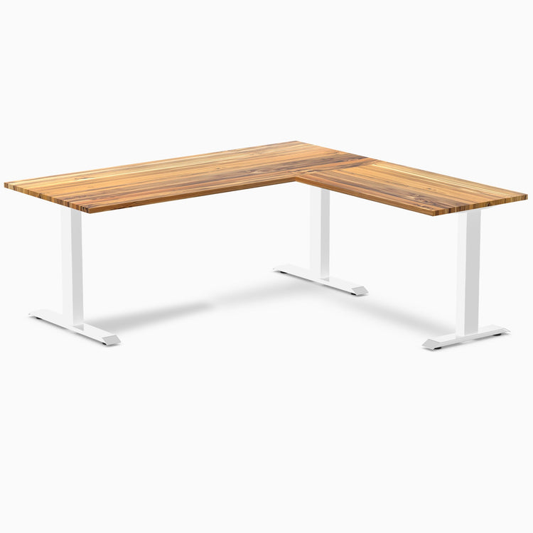 zero hardwood l-shape computer desk Harwood teak  - Desky