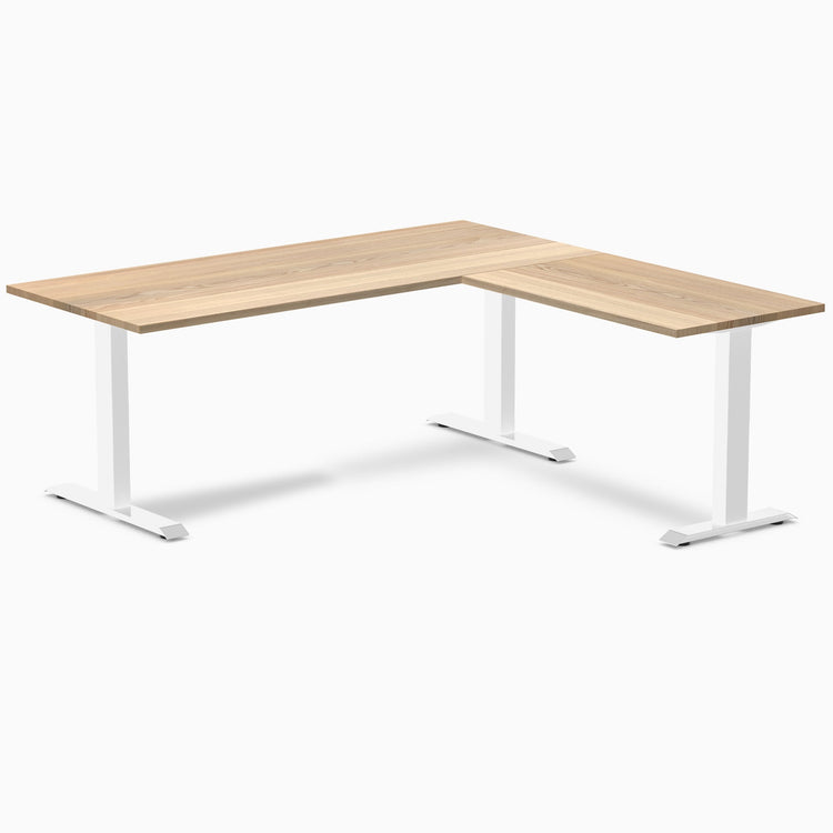 zero hardwood l-shape computer desk Harwood white ash - Desky