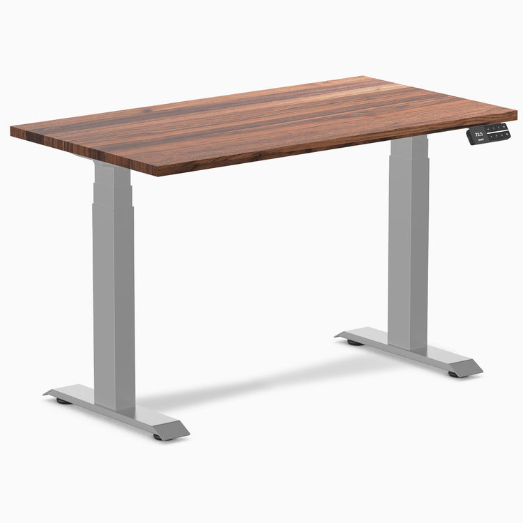 Desky Dual Mini Hardwood Sit Stand Desk-Dual Desks-Desky-Walnut-1100x600mm-Grey-Desky® Australia