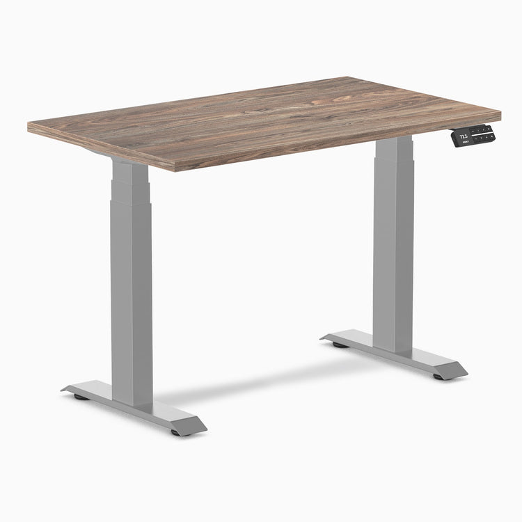 Desky Dual Mini Sit Stand Desk-Dual Desks-Desky-Natural Walnut-1000x600mm-Grey-Desky® Australia