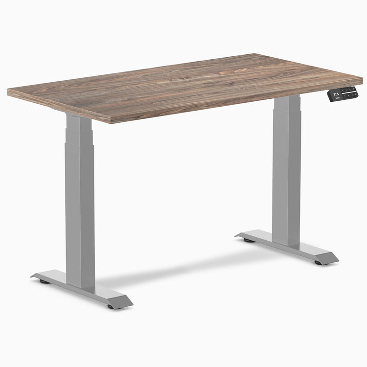 Desky Dual Mini Sit Stand Desk-Dual Desks-Desky-Natural Walnut-1100x600mm-Grey-Desky® Australia