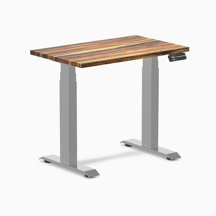 Desky Dual Mini Hardwood Sit Stand Desk-Dual Desks-Desky-Pheasantwood-800x500mm-Grey-Desky® Australia