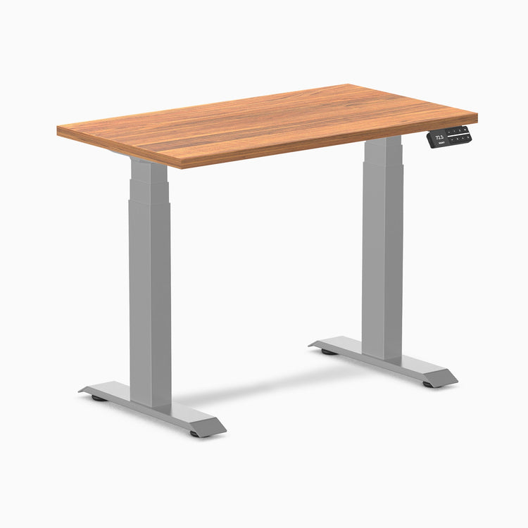 Desky Dual Mini Sit Stand Desk-Dual Desks-Desky-Prime Oak-900x500mm-Grey-Desky® Australia