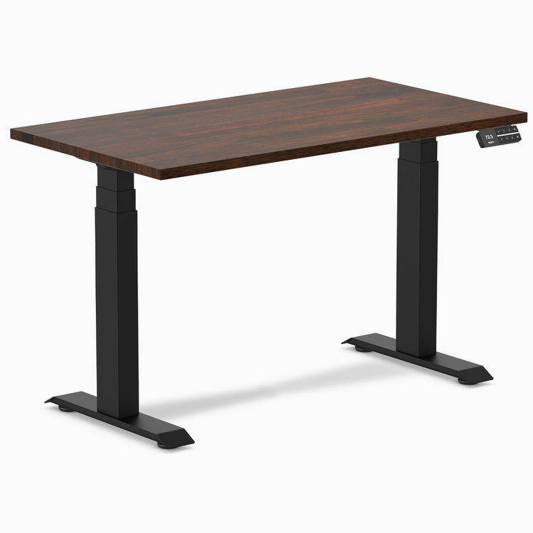 Dual mini rubberwood dark walnut standing desk - Desky