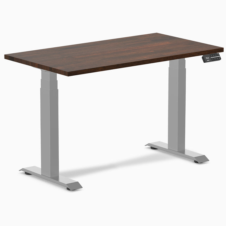 Dual mini rubberwood dark walnut standing desk - Desky