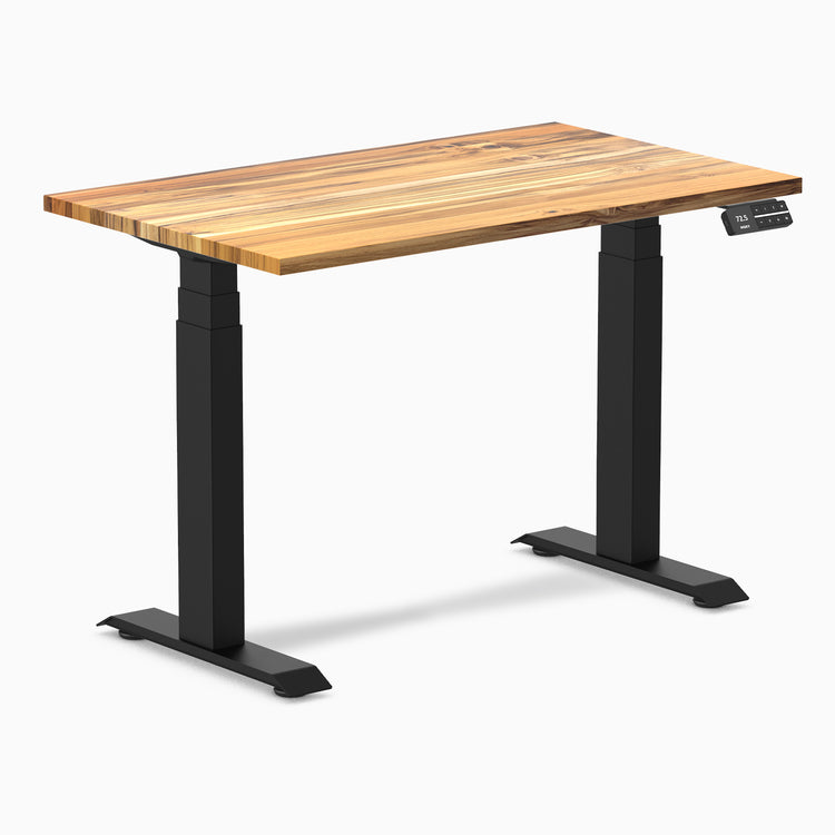 Desky Dual Mini Hardwood Sit Stand Desk - Teak Desky®