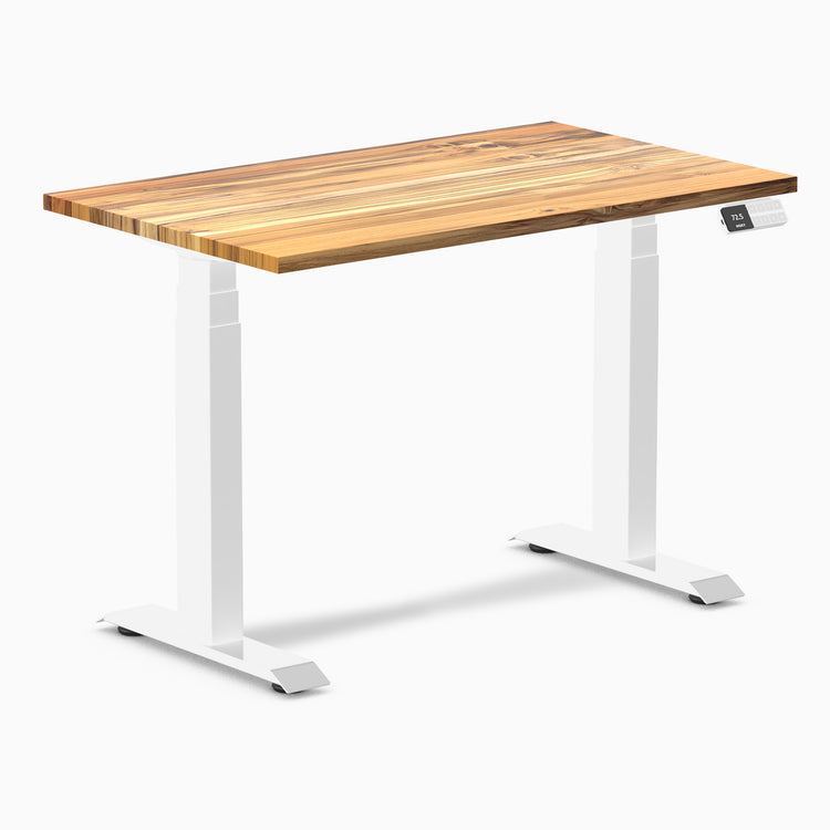 Desky Dual Mini Hardwood Sit Stand Desk - Teak Desky®