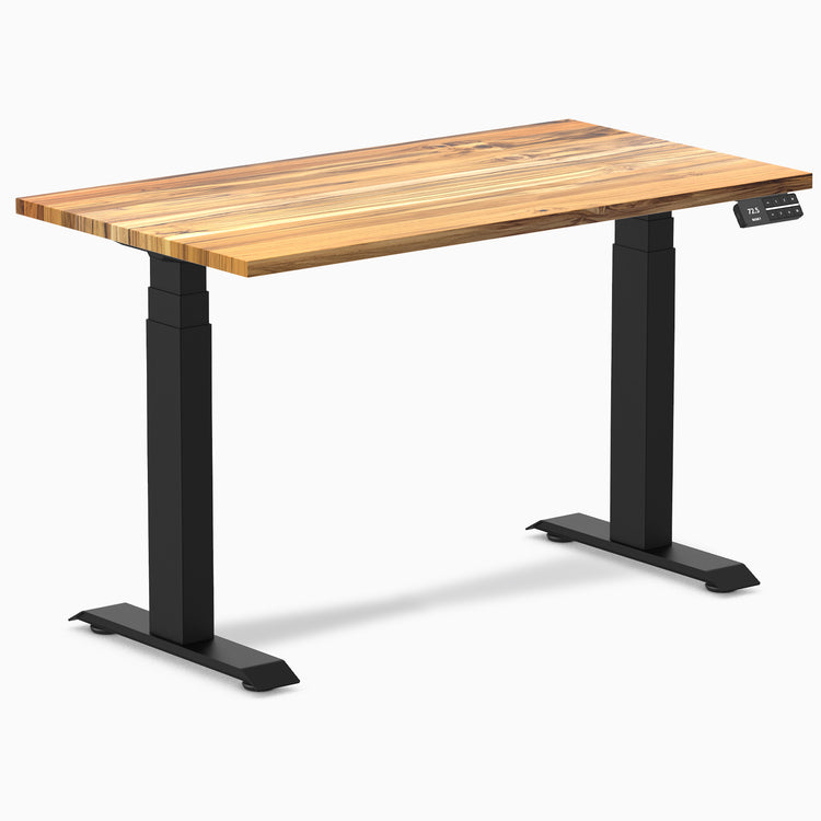 Desky Dual Mini Hardwood Sit Stand Desk - Teak Desky®