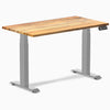 Desky Dual Mini Hardwood Sit Stand Desk-Dual Desks-Desky-Teak-1100x600mm-Grey-Desky® Australia