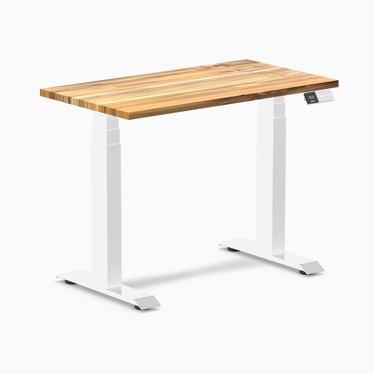 Desky Dual Mini Hardwood Sit Stand Desk - Teak Desky®