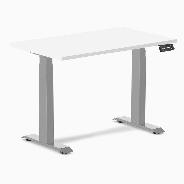 Desky Dual Mini Sit Stand Desk-Dual Desks-Desky-White-1000x600mm-Grey-Desky® Australia