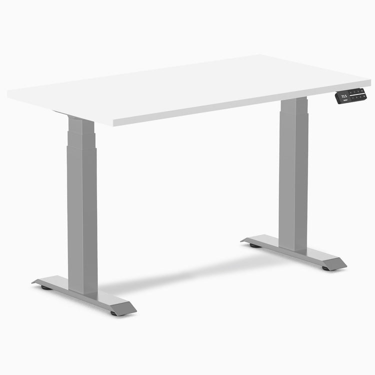 Desky Dual Mini Sit Stand Desk-Dual Desks-Desky-White-1100x600mm-Grey-Desky® Australia