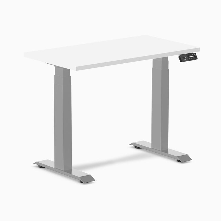 Desky Dual Mini Sit Stand Desk-Dual Desks-Desky-White-900x500mm-Grey-Desky® Australia