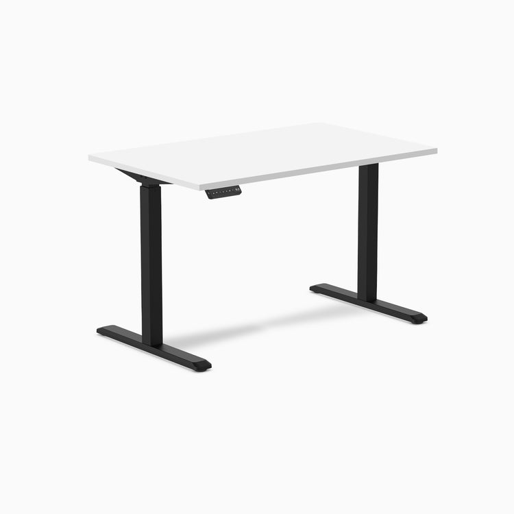 Desky single sit stand desk in white 