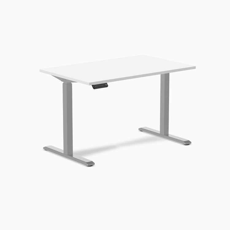 Desky single sit stand desk in white 