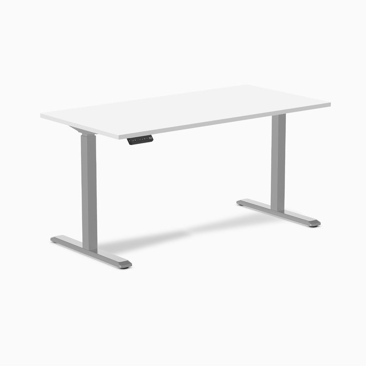 Desky single sit stand desk in white 