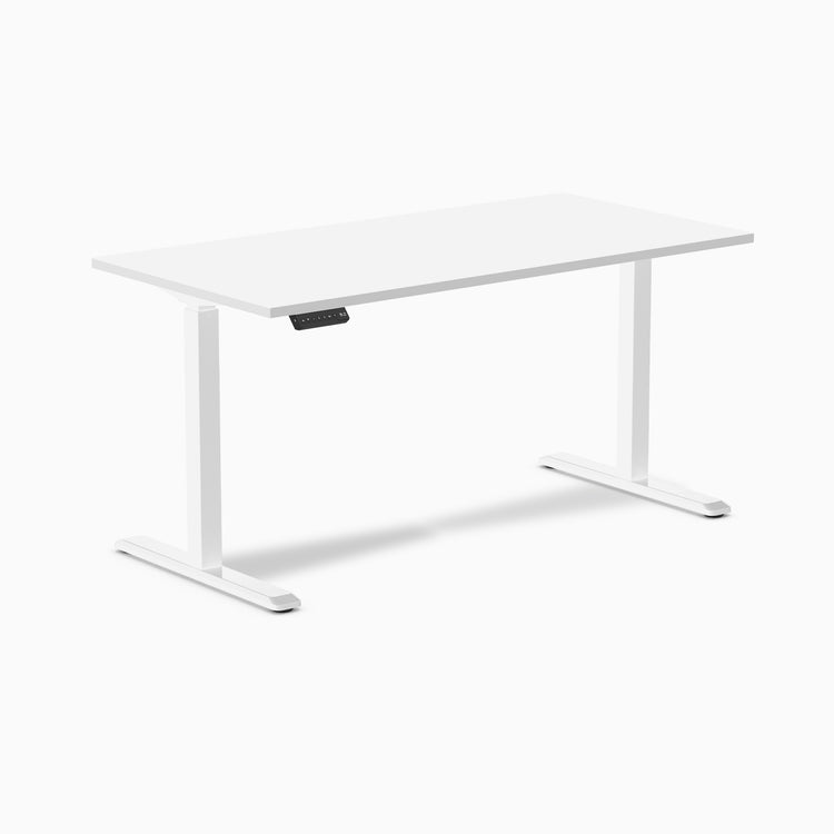 Desky single sit stand desk in white 