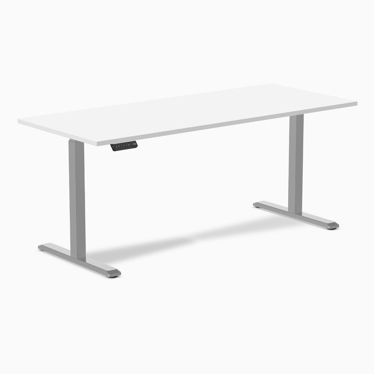 Desky single sit stand desk in white 