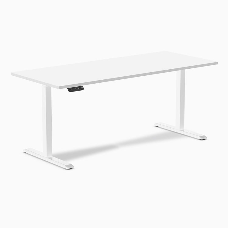 Desky single sit stand desk in white 