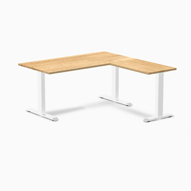 Desky Zero Hardwood L-Shape Office Desk-Desks-Desky-White Oak-1500x750x1550x500mm-White-Desky® Australia