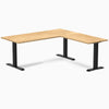 Desky Zero Hardwood L-Shape Office Desk-Desks-Desky-White Oak-1800x750x1750x600mm-Matte Black-Desky® Australia