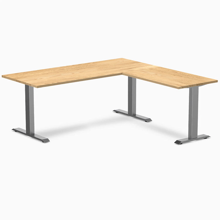 Desky Zero Hardwood L-Shape Office Desk-Desks-Desky-White Oak-1800x750x1750x600mm-Space Grey-Desky® Australia
