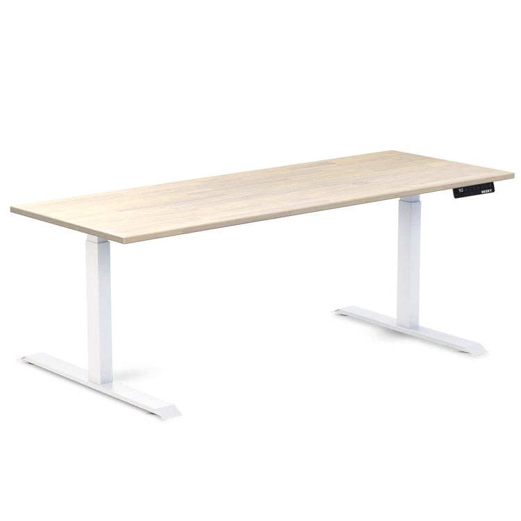 Desky Dual Rubberwood Sit Stand Desk Washed Oak 2000x750mm - Desky