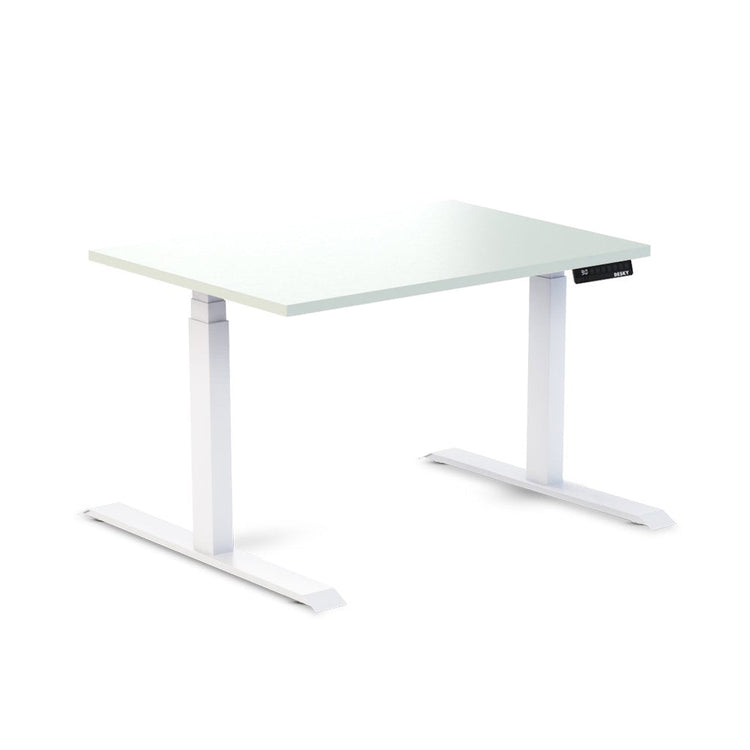 Desky Dual Scalloped Melamine Sit Stand Desk White Small 1200x750mm - Desky